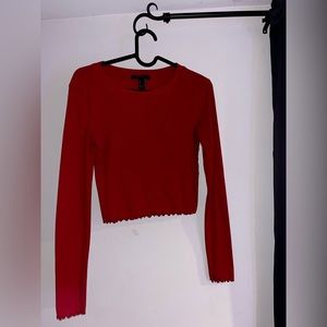 Red long sleeve shirt.